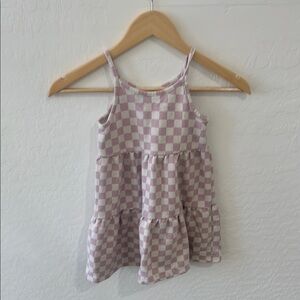 Kids Casual Checkered Dress - Pink